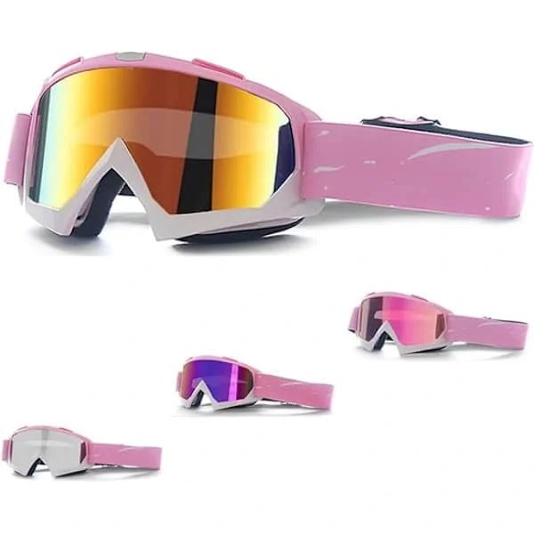 【HT】Skibriller for kvinner, rosa, skibriller, egnet for brillebrukere, unisex, skibriller, OTG (over brillene), egnet for utendørssport.