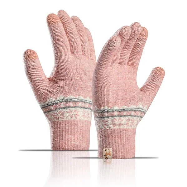 Vintervarme Touchscreen-hansker Kvinner Stretchstrikkede Hansker Akryl Hel Finger Hansker Dame Kvinner Strikkede Vinterhansker (A-rosa)