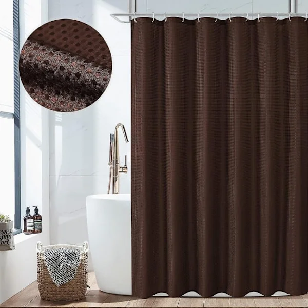 1 st Brun Duschdraperi, Våffelvävd Texturerad Tyg Badrumsdusch
