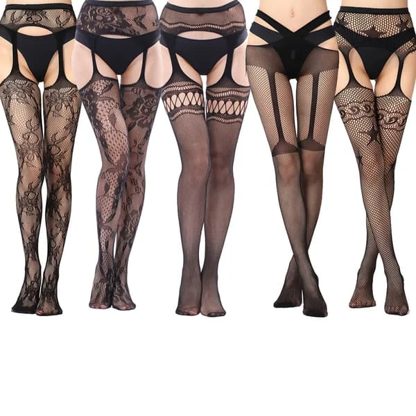 5-pack nätstrumpor med hög midja Tights lår hög