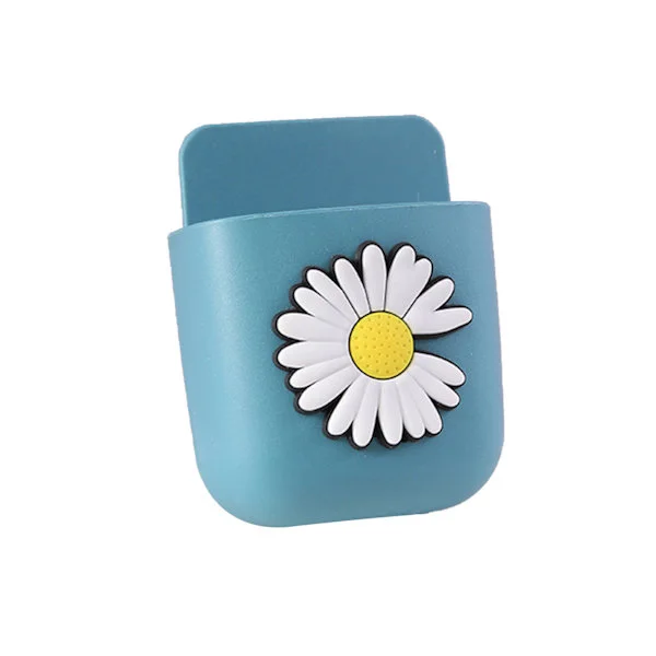 Cartoon Storage Box Wall Mounted Storage Container Cute Phone Storage Box for Home Decoration (Blue Daisy Pattern)