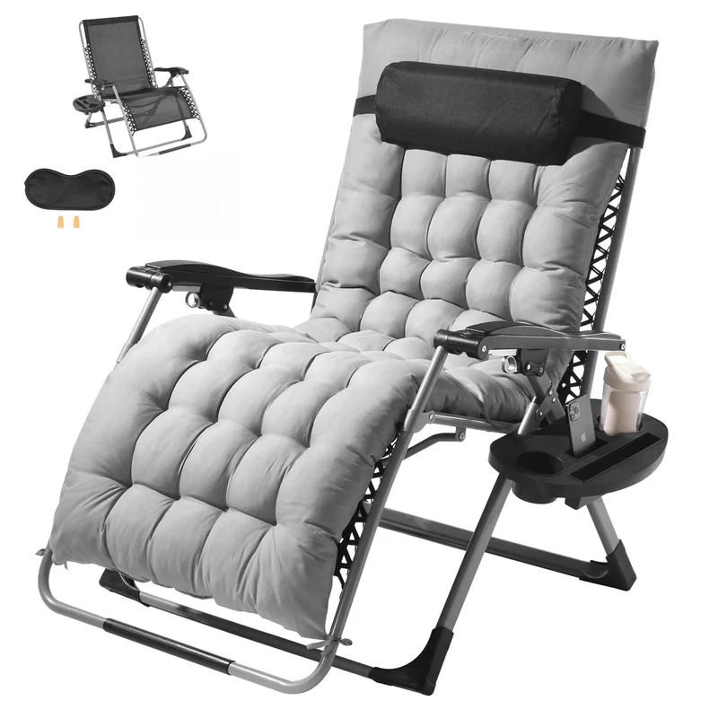 AliExpress - SucceBuy Zero Gravity Chair Zero Gravity Chaise longue inclinable réglable Anti-gravité avec coussin, repose-pieds et porte-gobelet