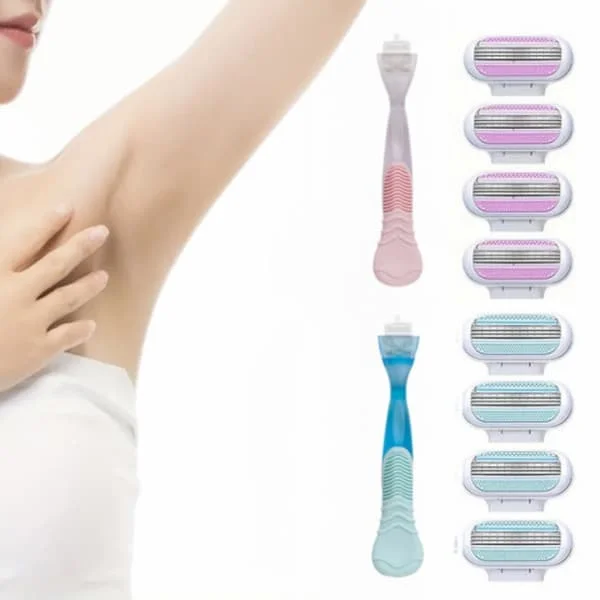 Barbersæt til Kvinder - Håndtag og 4 Barberblade, Kompatibel med Gillette Venus