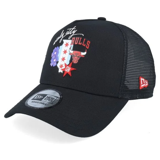 New Era - NBA Black trucker Czapka Z Daszkiem - Chicago Bulls NBA Team Logo Black A-frame Trucker @ Hatstore