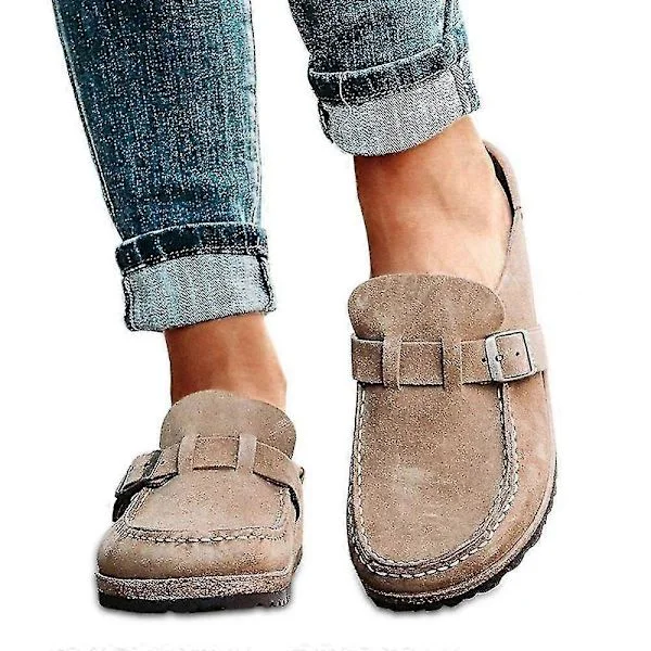 Dam Bekväma Tofflor i Mocka Slip On Sandaler Sommar Hemmakontorsskor