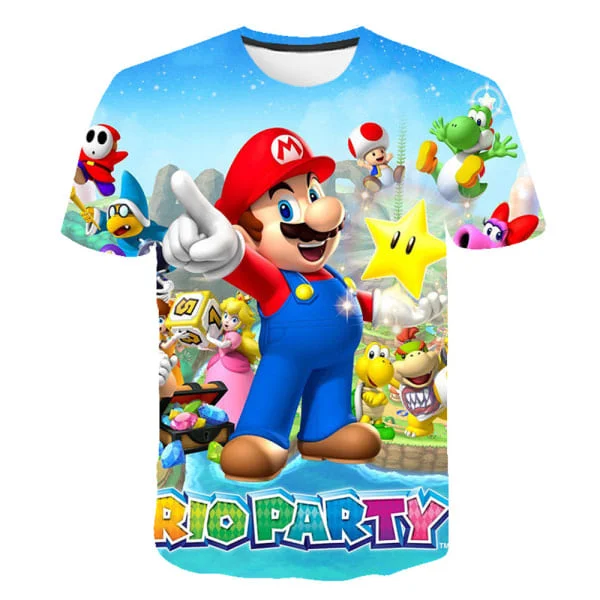 Sarjakuva Super Mario T-paita Lasten 3D-painettu T-paita Toppi C 110CM