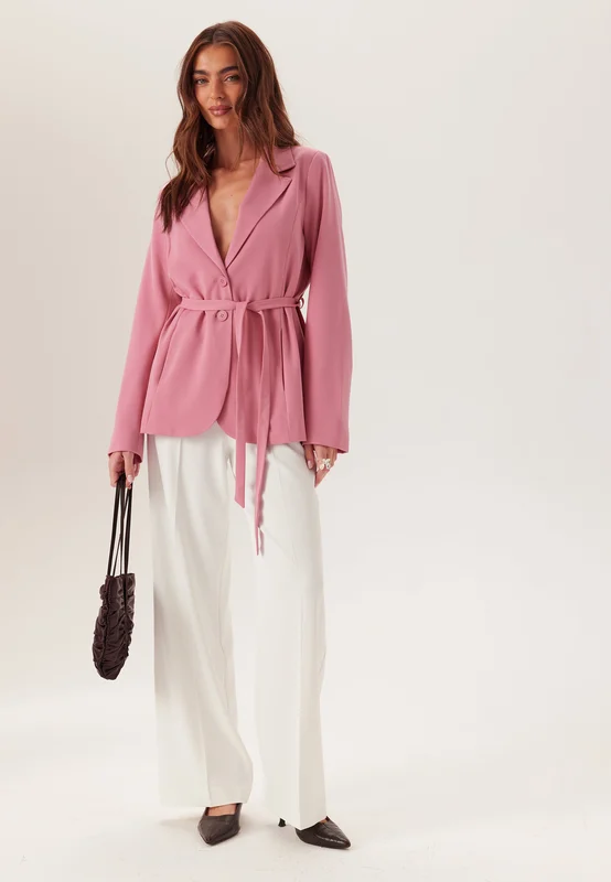 BUBBLEROOM - Belt Detail Blazer - Pink