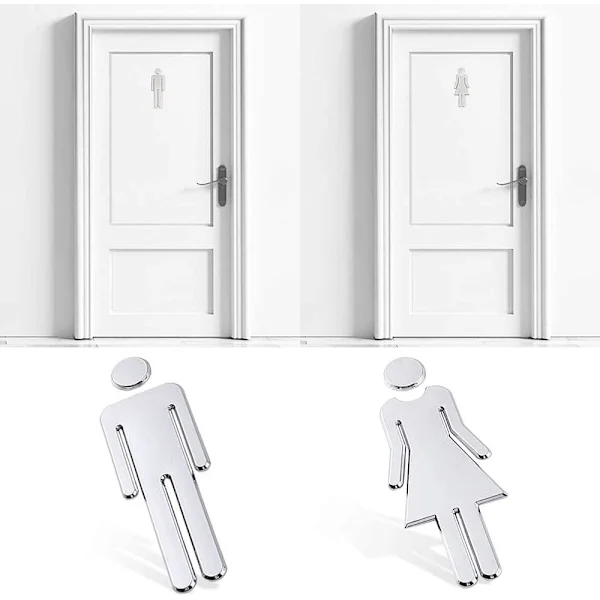 Dörrskylt för kvinnor och män, toalett skylt, WC skylt, WC symboler för män och kvinnor, toalett skylt för dörr