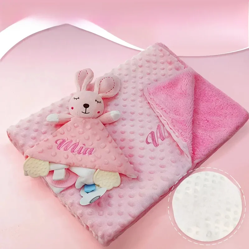 AliExpress - Personalisierte Baby Name Baby Sicherheit Decke Neugeborenen Decken Tröster Tags Rasseln Baby Wrap Decke Set Geschenk