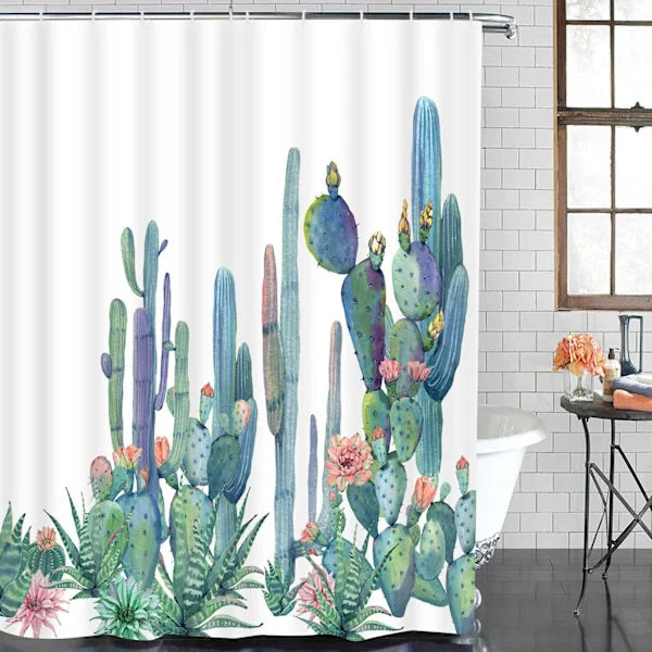 Bathroom Shower Curtain Tropical Cactus Shower Curtains 70 × 69 in