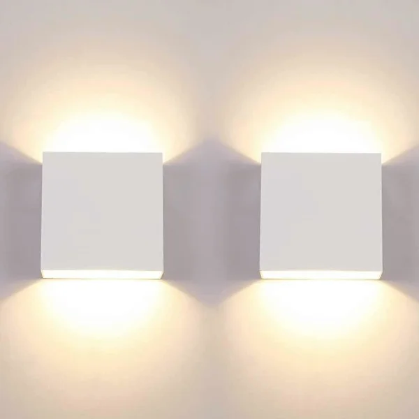 2-pack LED Vägglampa Inomhus 7W Vattentät Modern Varmvit Lampa 3000K Liten Fyrkantig Lampa för Sovrum Hall