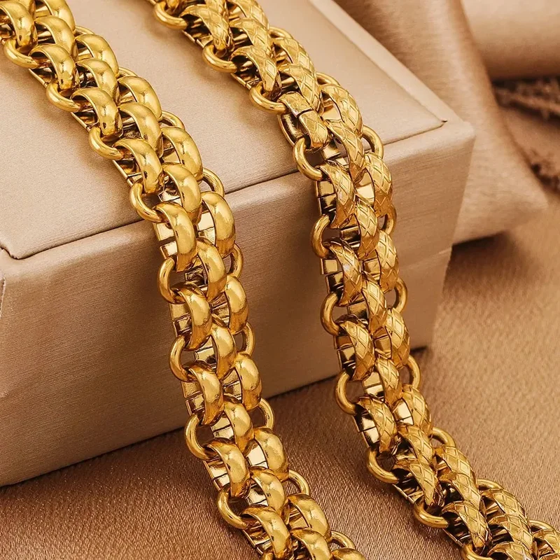 AliExpress - Chaîne en acier inoxydable plaqué or brillant, 1 mètre de large, 13mm de large, grand et épais, pour Bracelet, collier, accessoires de 