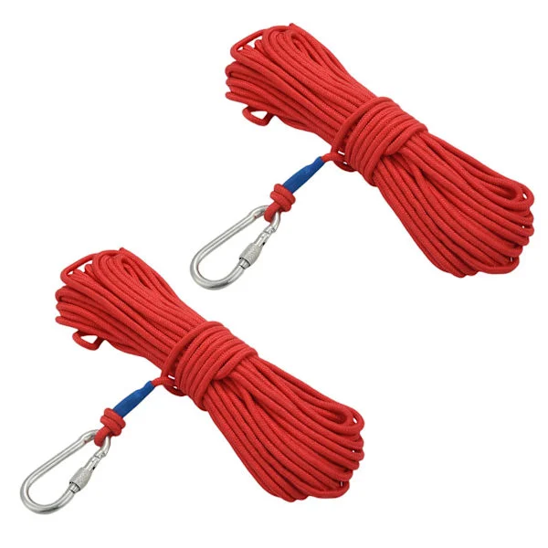 2x Fiskemagnet Tau 20 Meter, Nylon Tau Flettet Tau Tykt Tau Med Sikker Lås, diameter 6mm