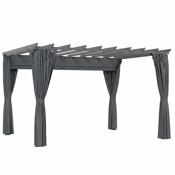 Pergola Pavillon 3x3,6m, Aluminiumsramme, Mørkegrå