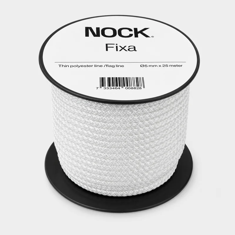 Flagglina / polyesterlina NOCK Fixa, flätad polyester, vit, Ø5 mm x 25 meter