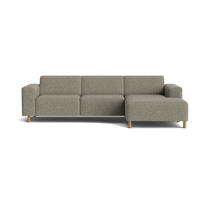 Seam Chaiselongue-Sofa, rechts in Puente Grün, modernes Design mit meliertem Muster, Nozag-Federung für hohen Sitzkomfort, Höhe 78cm