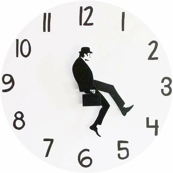 Ministry of Silly Walks Clock, Comedian Home Decor, Wall Clock Funny Silent Clock Perfect for Bedroom, Office, Library Wall Decorations (White)