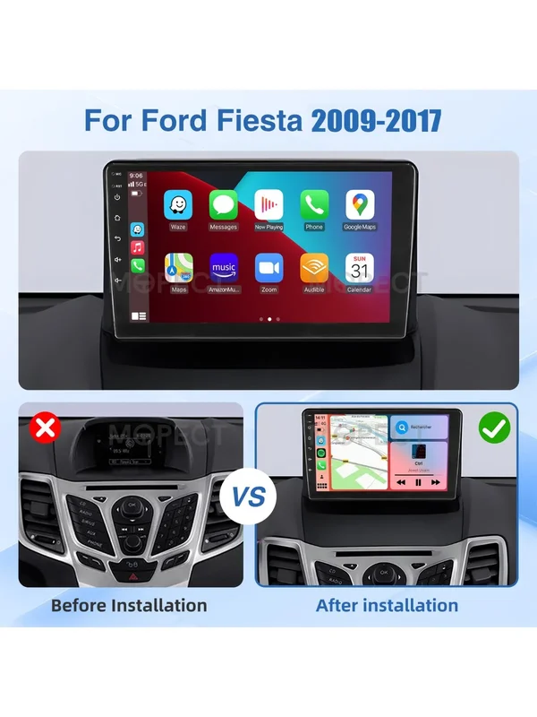 AliExpress - Autoradio 9 Zoll mit GPS CarPlay 4+64G für Ford Fiesta 2009-2017 Android 15 Apple CarPlay AM/AM Radio Bluetooth+DAB&DVR&AHD