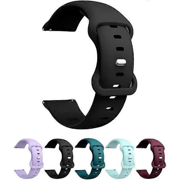 Silicone Quick Release Watch Band, 22mm Soft Comfortable Watch Strap, Colorful Easy Fit Watch Bands, Black