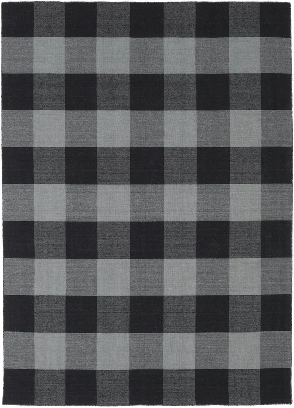 Checkered Check Kilim Black/Dark Grey Rug