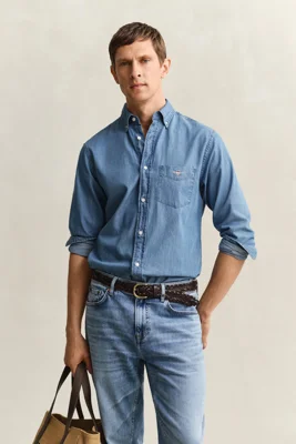 GANT - Olaskjorte i regular-fit til herre semi light blue