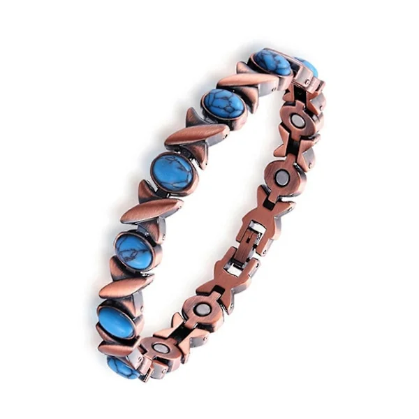 Magnetiska koppararmband för kvinnor, magnetiskt koppararmband och magnetiska ringar med starka magneter, justerbar storlek smyckesgåva H3