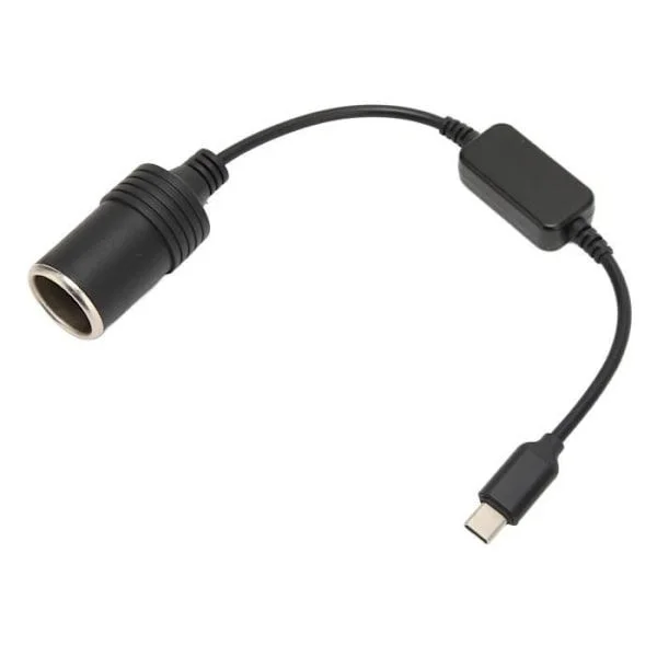 5V USB-C hann til 12V bil sigarettenner hunnkontakt Adapter Sigarettenner hunnkontakt Adapterkabel