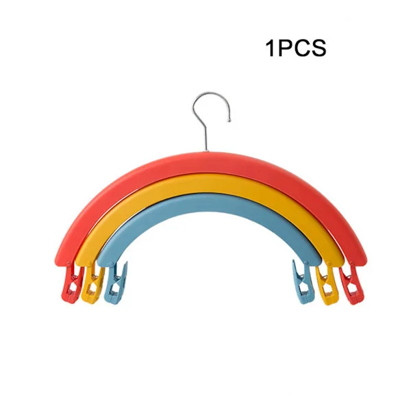 Rainbow Rotating Clothes Rack Multifunctional Three-layer Sheet Drying Rack Seamless Wide-shoulder Hanger 1PCS