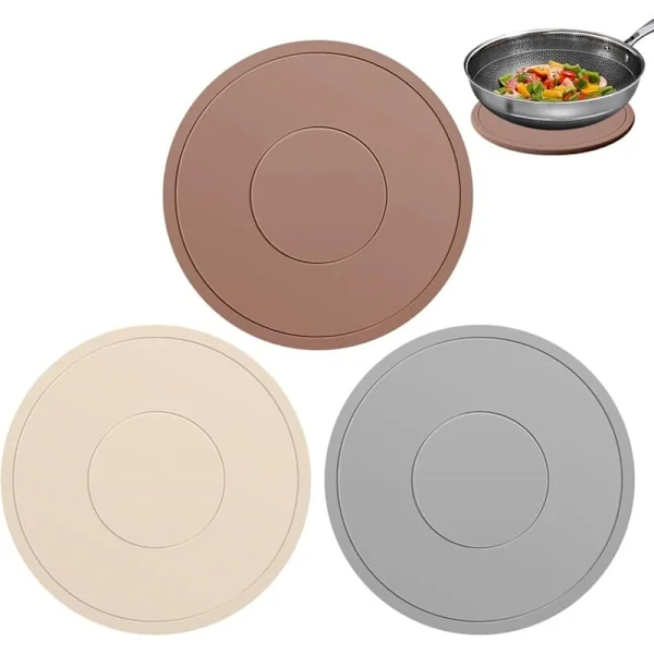 3 stk. silikone grydelapper, 16 cm runde varmebestandige måtter, skridsikre holdbare multifunktionelle bordskånere til tekander, gryder og skåle