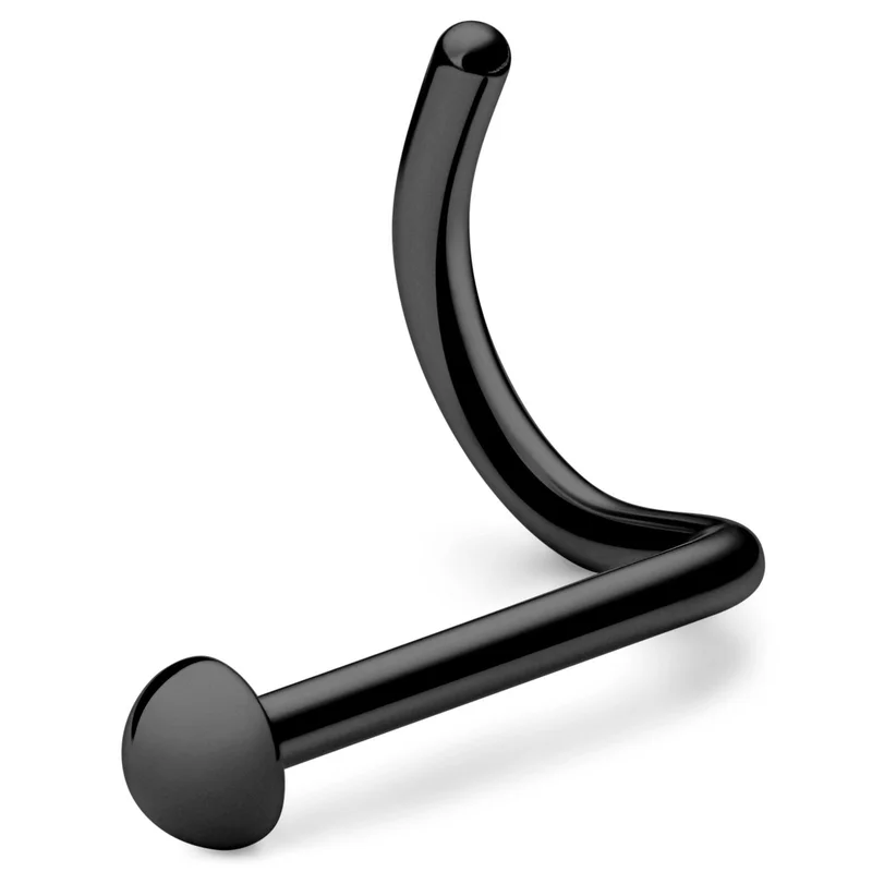 Vite a spirale per naso da 6 mm con punta a cupola in acciaio chirurgico nero per uomini - Gioielli per piercing al naso