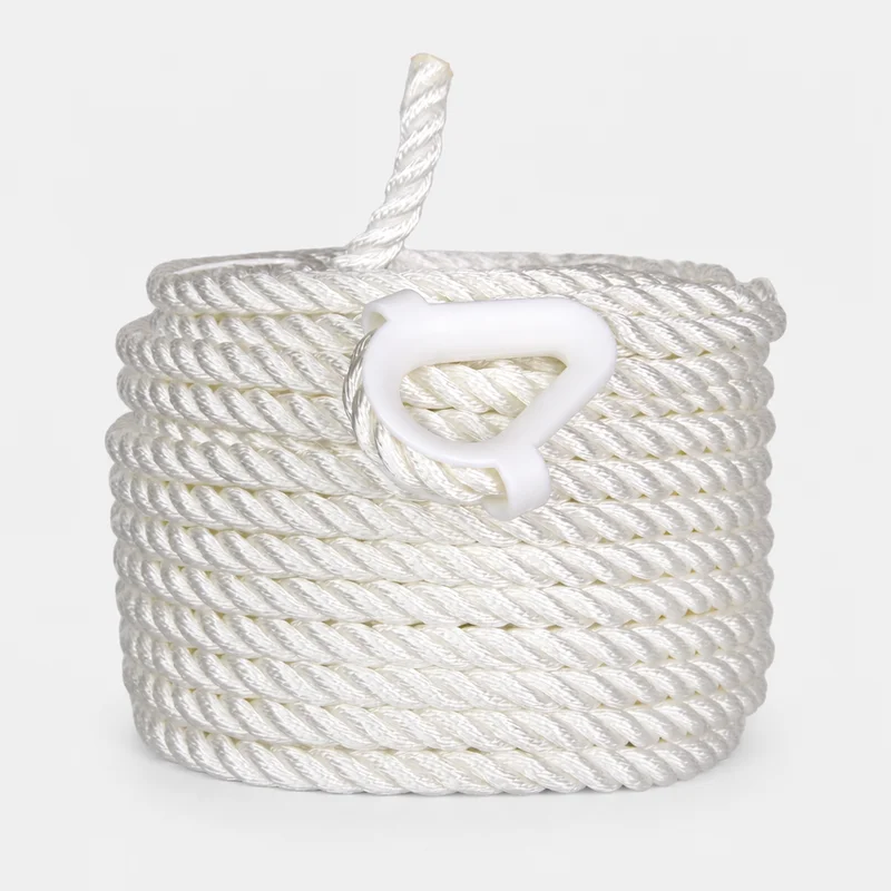 Ankerlijn met kaus NOCK Bullerö, 3-slagen polyester, Ø12 mm, 35 meter, wit