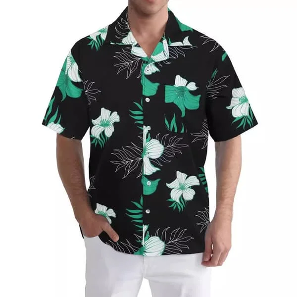 Hawaiisk herrskjorta, kortärmad strandskjorta Q6