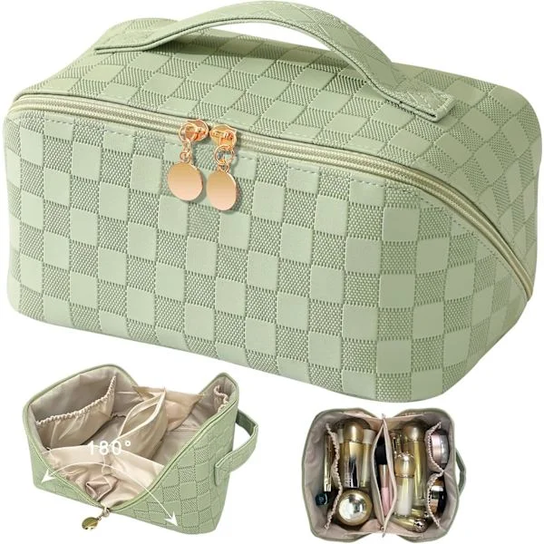 Travel Toiletry Bag for Women, XL Toiletry Bag, Leather Makeup Bag for Women, Large Capacity Cosmetic Bag
