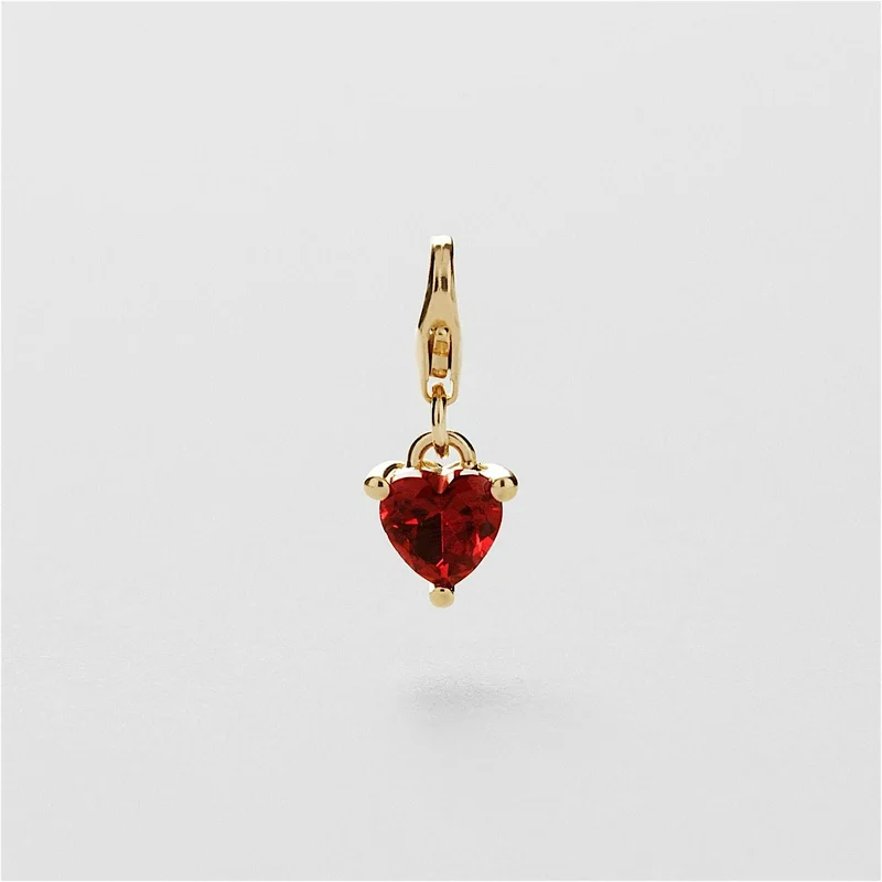 Red Heart Charm - 24K Gold Plated Sterling Silver