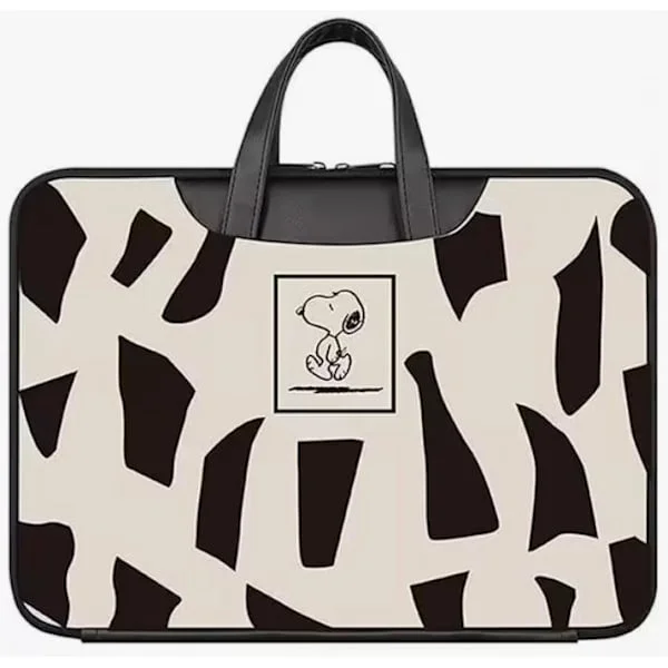 Snoopy White Dog Leather Laptop Case, up to 14 inches, Protective Portable Bag with Zipper