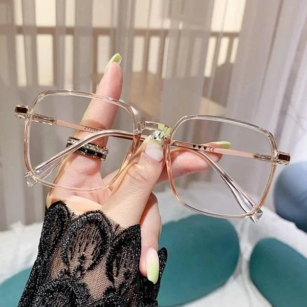 Anti-Blue Light Reading Glasses Square Glasses BROWN Brown Strength 350