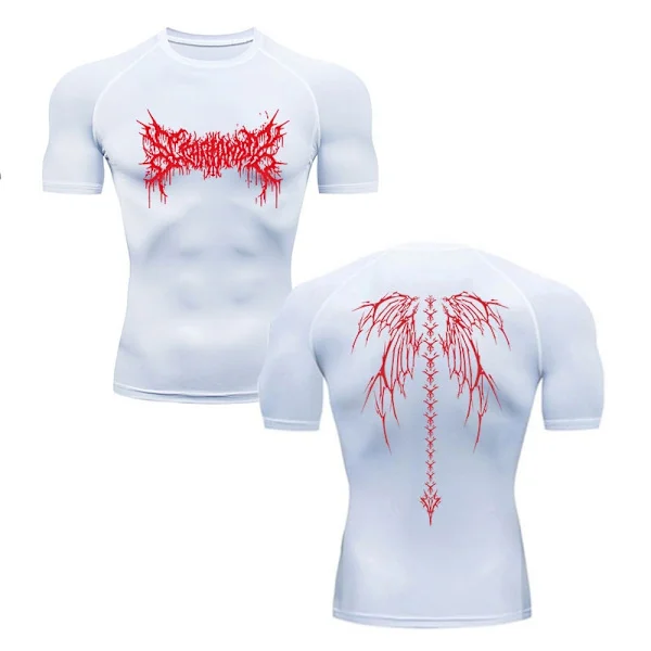 Y2K kompressionströja Herr Fitness Gym Skelett Sport Löpning T-shirt Rashgard Toppar T-shirt Snabbtorkande kortärmad T-shirt för män