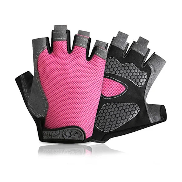 Halvfinger Cykelhandskar i Silikon med Halkskydd för Män och Kvinnor, Utomhus Halkskydd - Rosa - Storlek L
