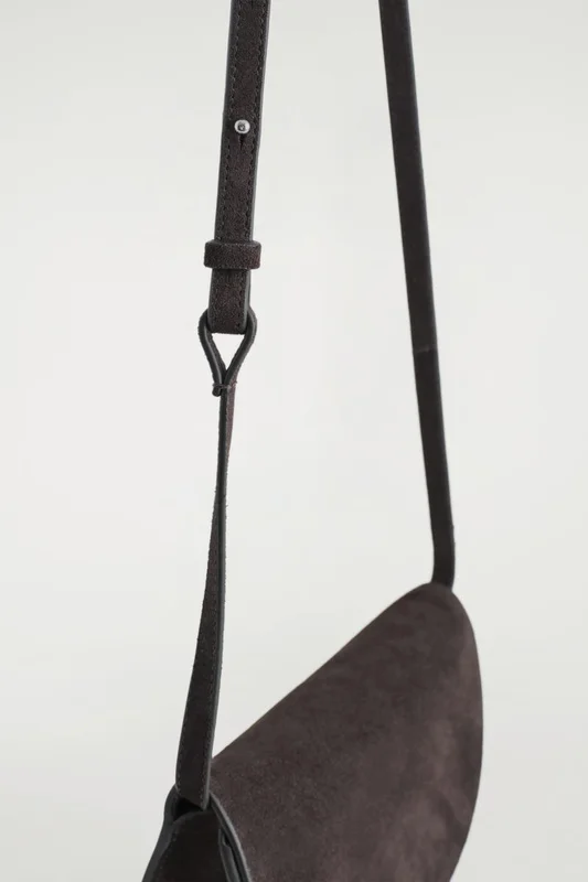 COS Curved Crossbody Bag - Suede in Brown - Women