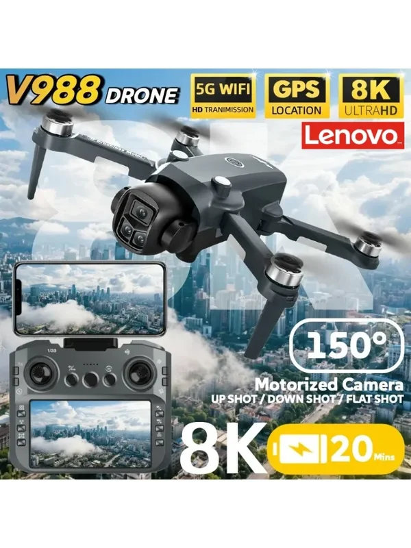 AliExpress - Drone caméra Lenovo V988 8K professionnel, drone 4K avec écran, moins de 249g, télécommande, quadricoptère RC sans balais, jouets neufs