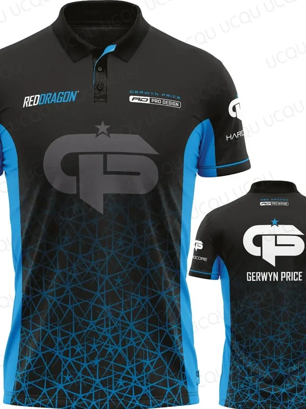 AliExpress - Gerwyn Price The Iceman Darts Poloshirt 2026 Signature Jersey Blau-Schwarz-Stil Herren Sportbekleidung Schnelltrocknendes Oberteil