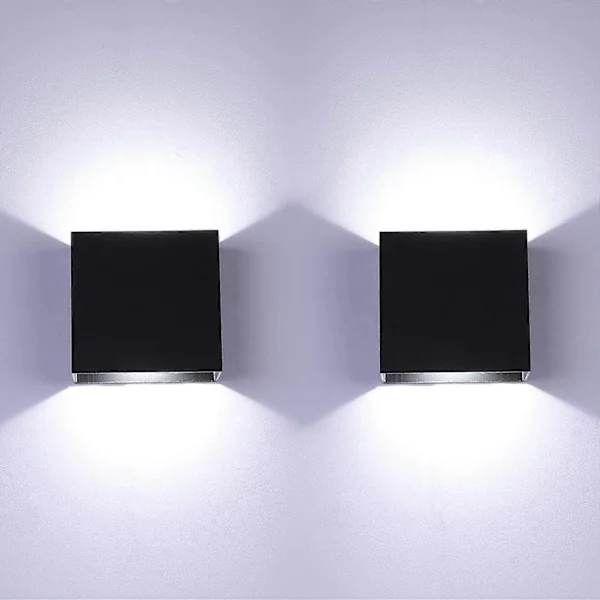 【NX】2-pakkaus LED-seinävalaisin sisäkäyttöön, ylös- ja alaspäin suuntautuva seinävalaisin, moderni seinävalaisin, musta 7W alumiini