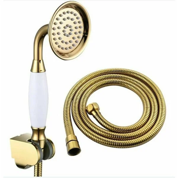 Duschhuvud Duschset Mässingsdusch med Flexibel Slang 1,5M Duschhuvud med Hållare Duschset Guld