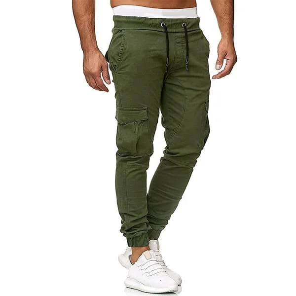 Herr Dragkedja Cargo Combat Byxor Casual Arbete Sport Slim Fit Multipockets Jogging Cuffed Byxor
