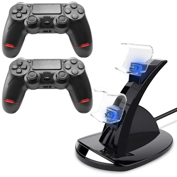 2-pakkaus - PS4-ohjain latausasemalla PS4:lle - Laturi / Ohjain 2-pakkaus + latausasema