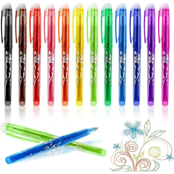 Suddbara Bläckpennor, Raderbara bläckpennor med gel - 12-pack