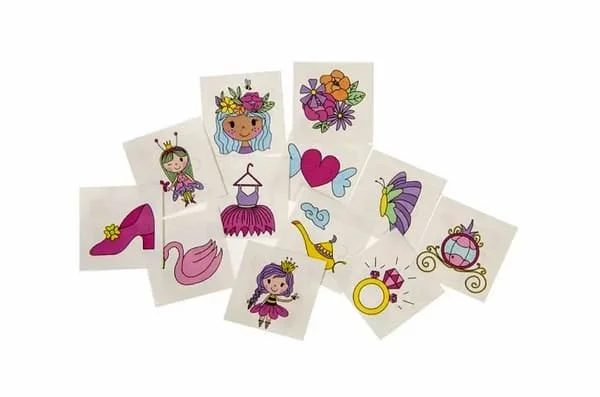 12 st Temporära Barn Tatueringar / Fake Tattoo Sticker - Prinsessa / Saga