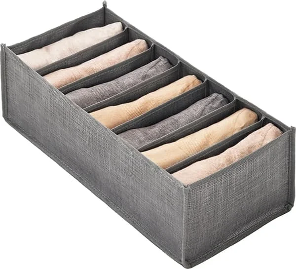 7-roms skuffeorganisator sammenleggbar klesskuff T-skjorte jeans leggings garderobe ryddig 35x17x12cm oppbevaringsbokser