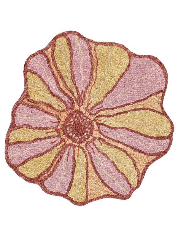 Floral Kids Rug Dhalia - Pink/Yellow Ø 200 Modern Style