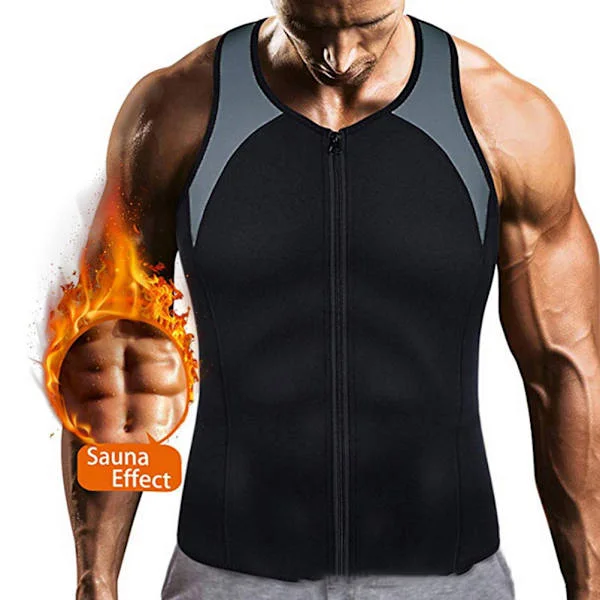 Mænd Sauna Svedvest Tank Top Skjorte til Fitness Vægttab Taljetræner Træningsvest